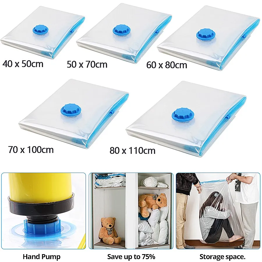 5Pcs Hanging Vacuum Storage Bags for Clothes Large Space Saver Bags  Reusable Vacuum Sealer Compression Bags for Dress Coats - AliExpress