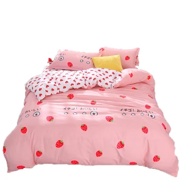 3/4pcs Pink Strawberry Fashion Bed Sheets 2