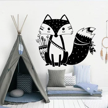 

Nordic Style Tribal Fox Vinyl Wall Sticker For Kids babys Room Decoration boys Room bedroom decor animals mural wallstickers