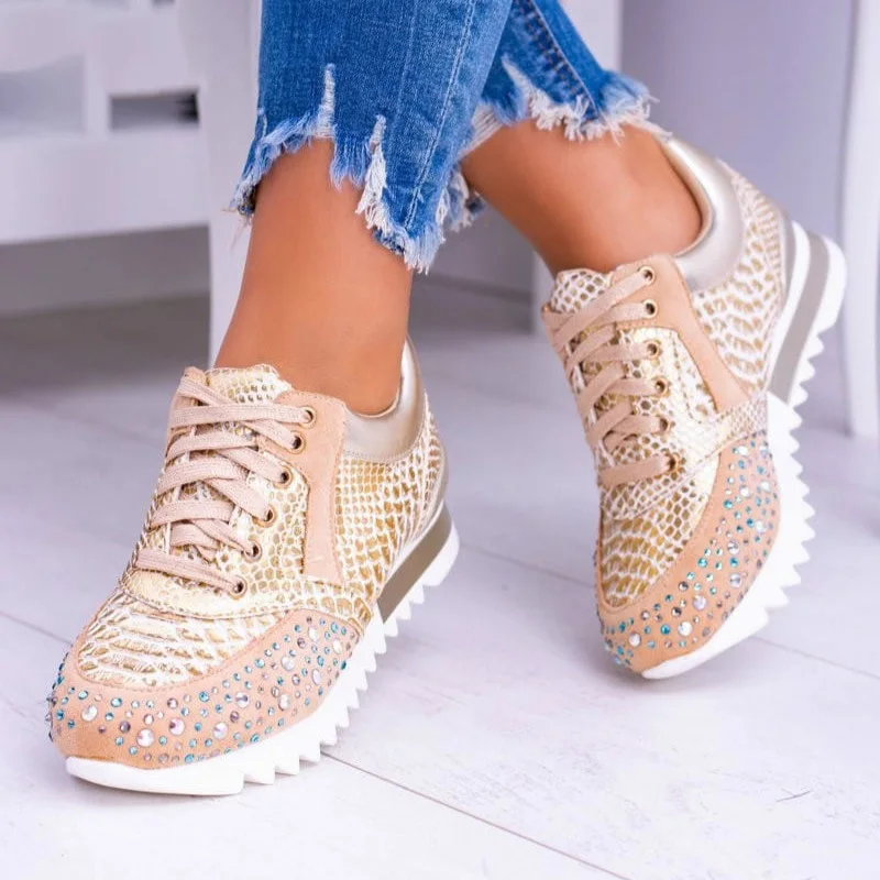 Kolonel Pijnstiller onkruid Vrouwen Gevulkaniseerd Schoenen Mode Mooie Casual Schoenen Nieuwe Snake  Skin Motief Glinsterende Stenen Ontwerp Sneakers Vrouwen Platte Schoenen -  AliExpress