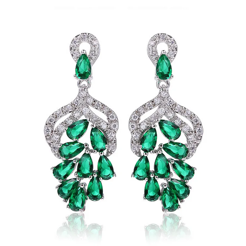Pendientes De Plata De Ley 925 Con Zafiro Rub Esmeralda GEMA De 