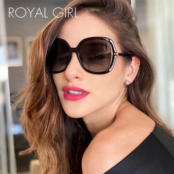 

ROYAL GIRL Fashion Square Oversized Sunglasses Women Vintage Brand Design Sun Glasses Female Big Frame Gradient Eyeglasses Ss368