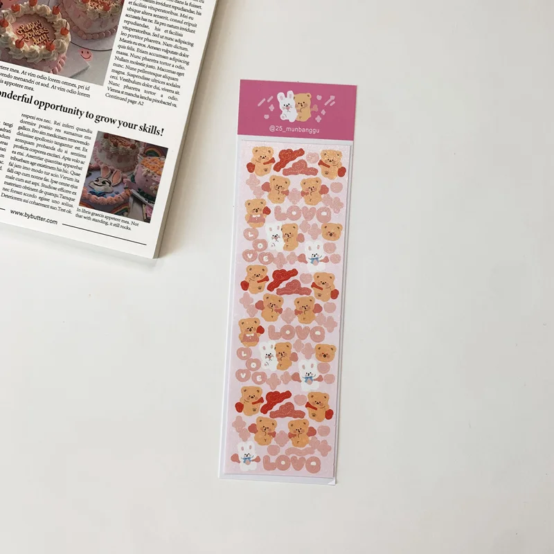 1Pc Ins Hot Kawaii Bear Bunny Stickers Scrapbooking Decorative Cute Sticker Korean DIY Diary Album Stick Label School Stationery