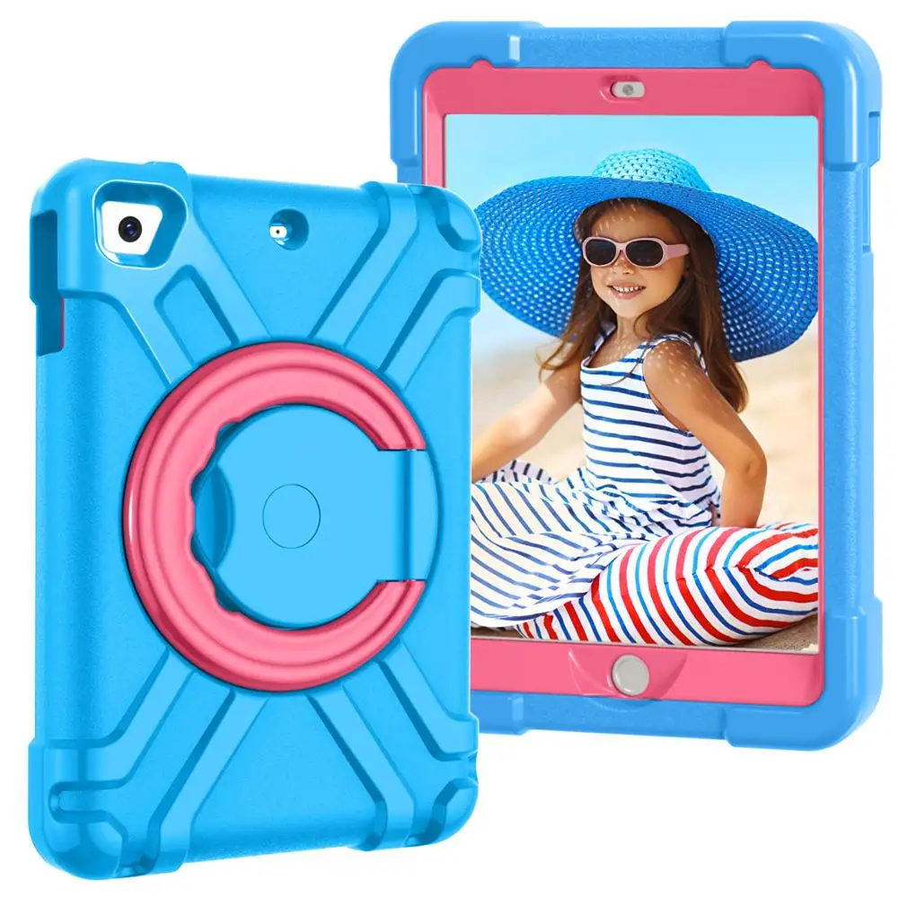 Blue Rose Ударопрочный чехол EVA для iPad mini 2 mini 3 A1432 A1454 360 Вращающийся силиконовый мягкий детский чехол-подставка для iPad mini 1 2 3 - Цвет: Blue Rose