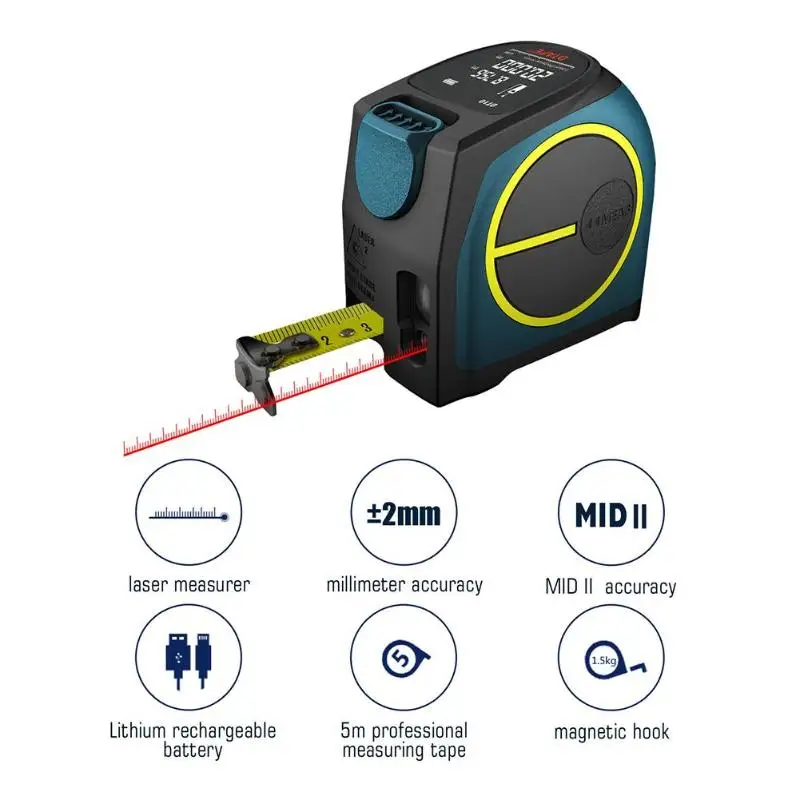 DT10 2-в-1 ЖК-дисплей Дисплей измерительная лента цифровой лазерный дальномер