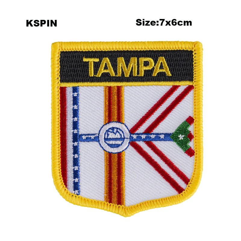 Тампа щит форма флаг патчи вышитые Национальный для Cothing DIY украшения|Броши| |