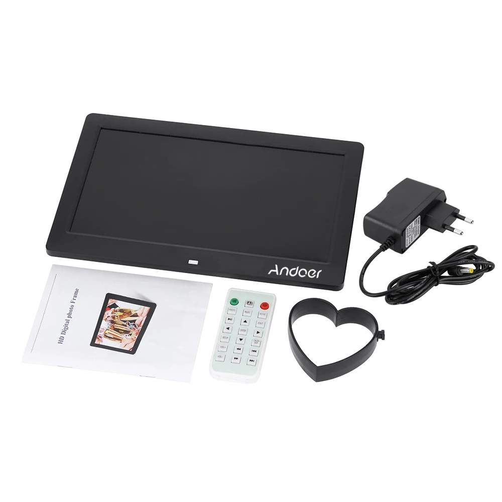 Andoer 10," lcd Цифровая фоторамка альбом будильник MP3 MP4 видеоплеер 1024*600 HD с пультом дистанционного управления