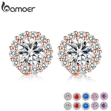 BAMOER 10 цветов романтичные золотого цвета круглые серьги-гвоздики с AAA цирконием для женщин ювелирные изделия Букле д 'ореиль JIE054