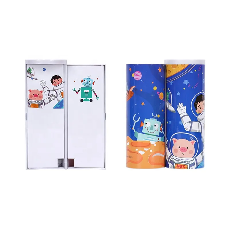 Tanie 2019 nowa kreatywna tablica piórnik z kalkulator na baterię słoneczną przełącznik magnetyczny Kawai długopis do kartonu Box School Writing Case Factory