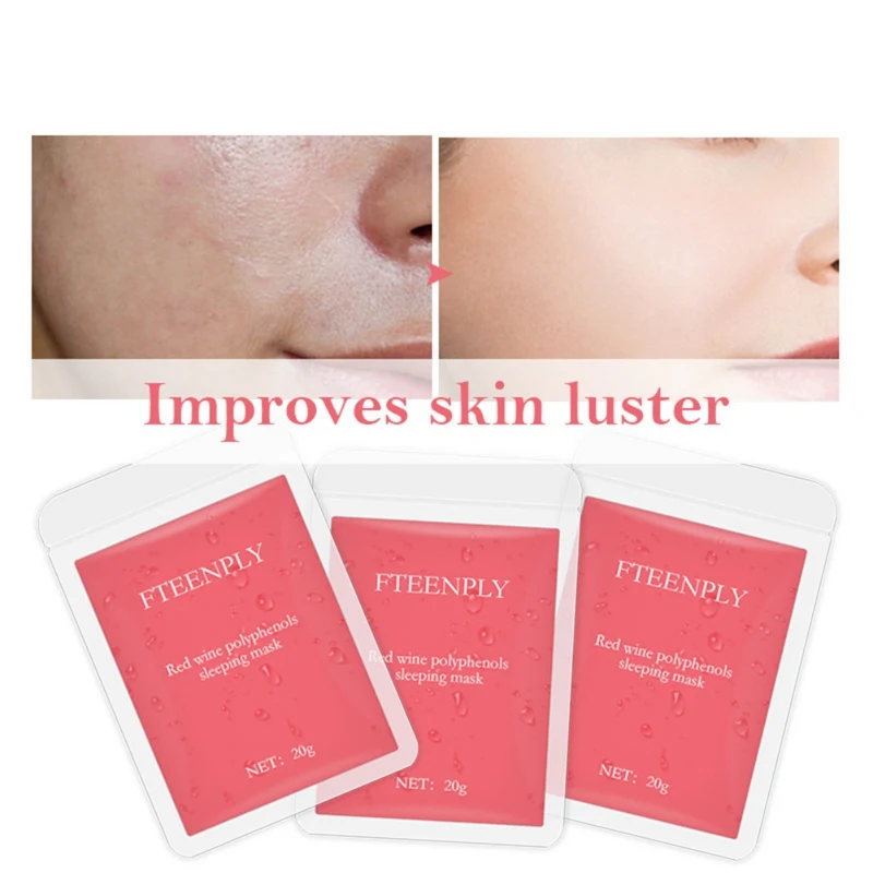 Red Wine Sleep Mask Essence Moisturizing Oil-control Firming Skin No-clean Mask Improve Skin Dark Rough Brighten Complexion