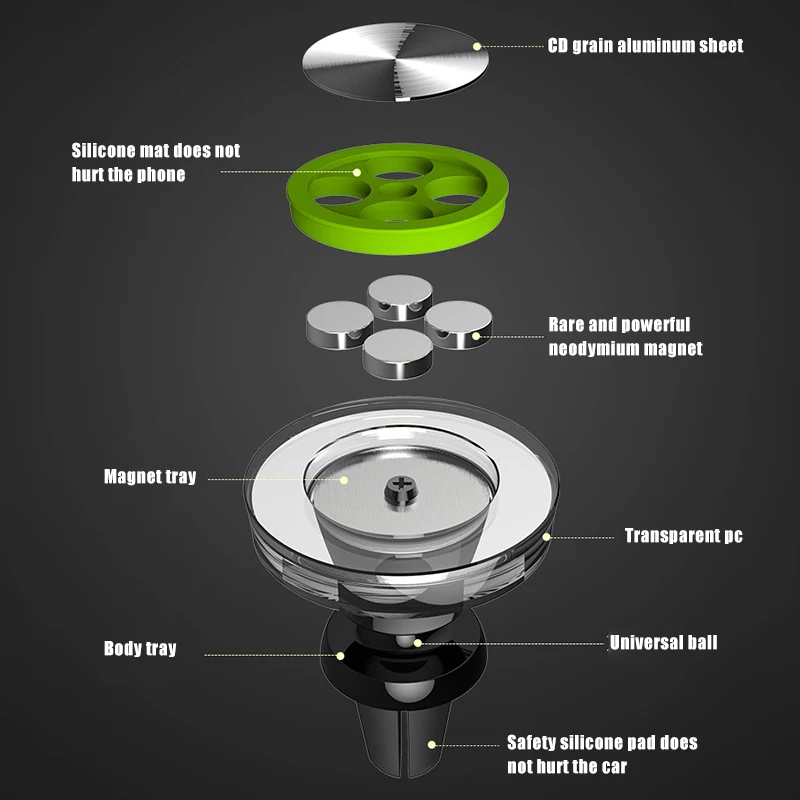 Автомобильный Универсальный магнитный держатель для смартфона с вентиляционным