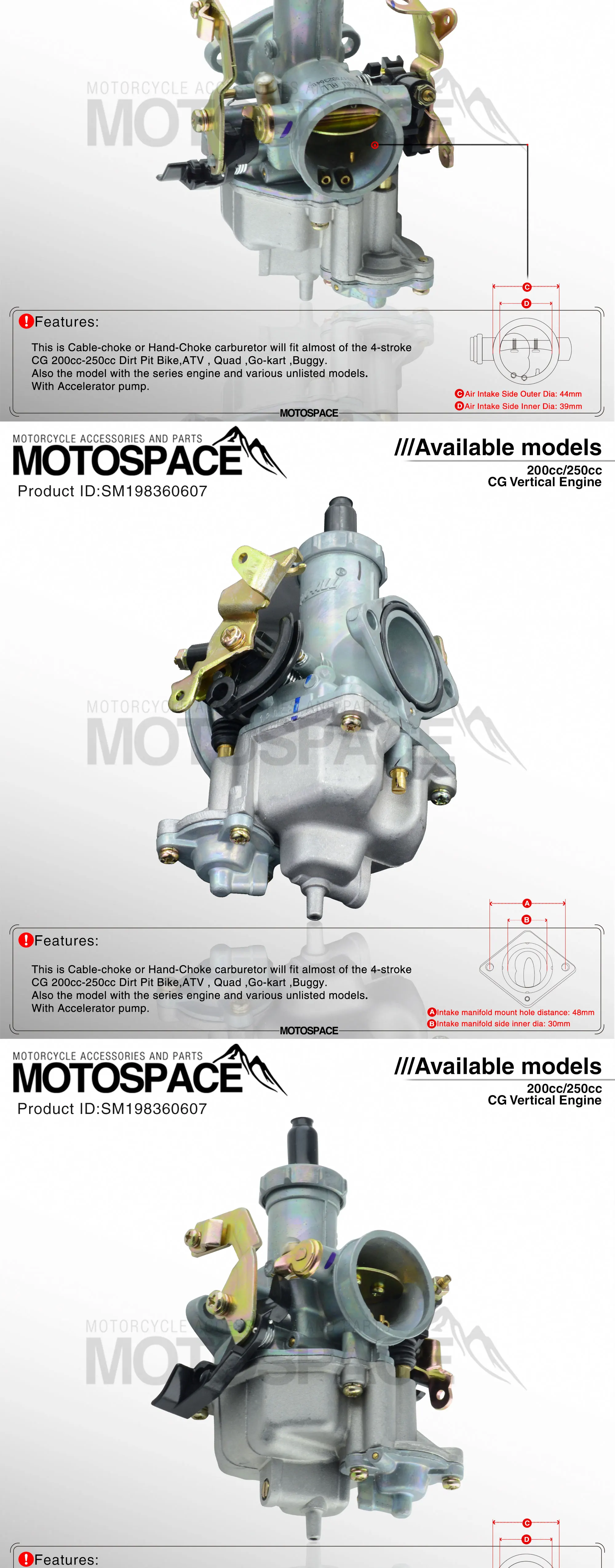 MotoSpace карбюратор PZ30 30 мм Ускорительный Насос Carb для CG200 CG250 200cc 250cc Keihin Irbis TTR250R Dirt Pit Bike ATV Quad