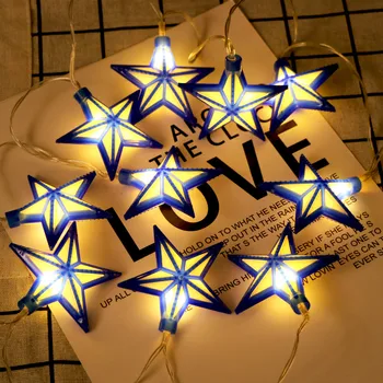 

Blue Pentagram String Lights Decorative Lights 10 Led Battery Type 1.65m creative Home Coffee Shop Bookstore Decor Light String