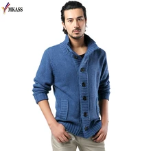 Осенне-зимний модный бренд мужской свитер с v-образным вырезом и пуговицами, полосатый однотонный пуловер с длинным рукавом, мужской свитер