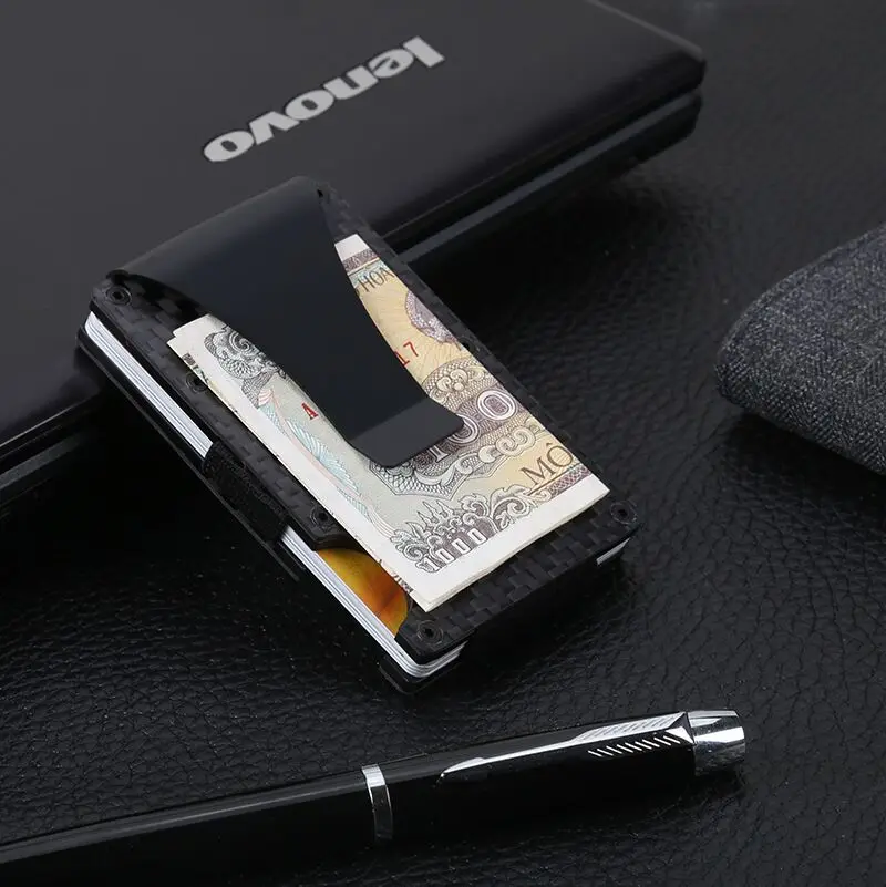 Мужской держатель для кредитных карт из углеродного волокна кошелек RFID блокирующий Металлический футляр для удостоверения личности для мужчин банковский держатель для карт