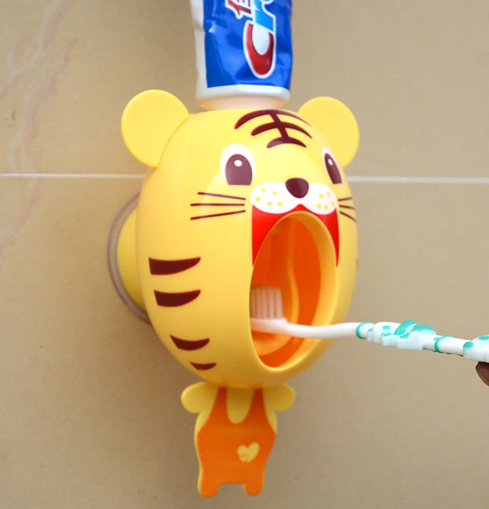 

Nayachic Cartoon Animal Automatic Toothpaste Dispenser Tiger Cow Pig Plastic Wall-Mounted Squeezer Bathroom Accessories Holder