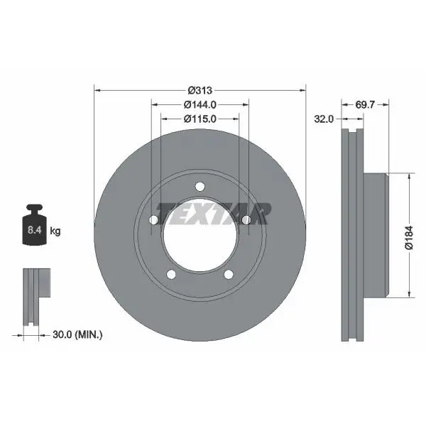 Диск тормозной передний Toyota Land Cruiser100 4.7/4.2TD 98 TEXT
