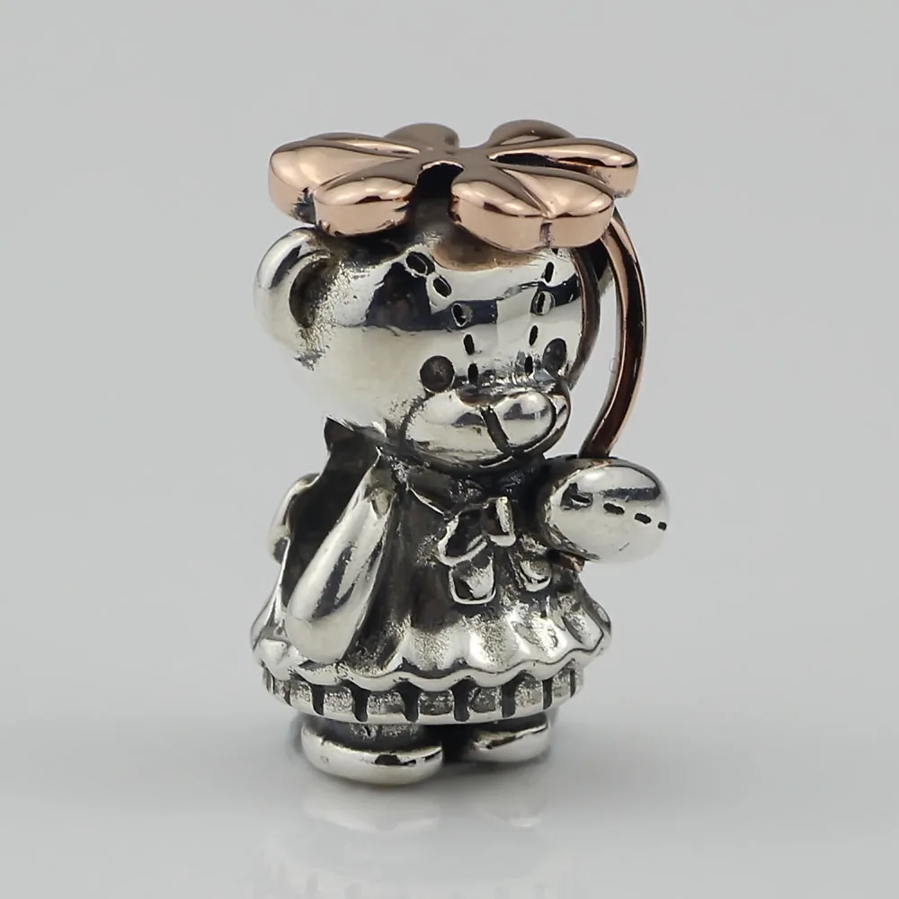 Beadshunter 925 серебро счастливый клевер подвеска Медведь Керамический акриловый бисер браслет ювелирные изделия
