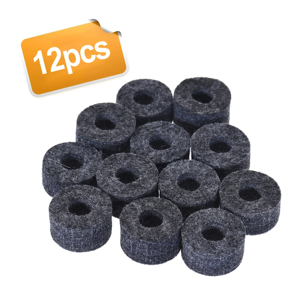

12pcs Cymbal Felts Hi-Hat Clutch Felt Drum Set Cymbal Stand Felt Washer Small Size Gray