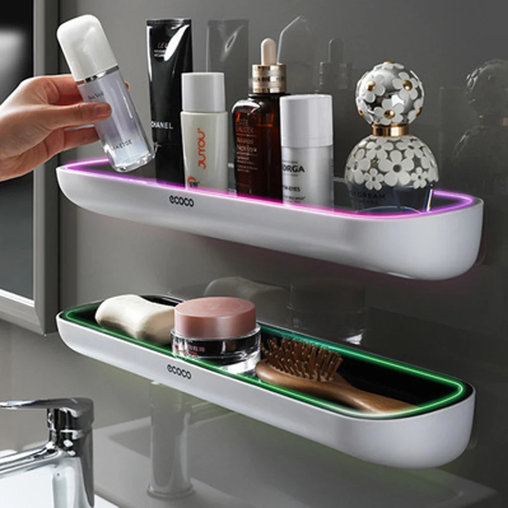

Household Non-Perforated Wall-Mounted Shampoo Shower Gel Towel Rack With Rod Bathroom Accessories Storage Waterproof