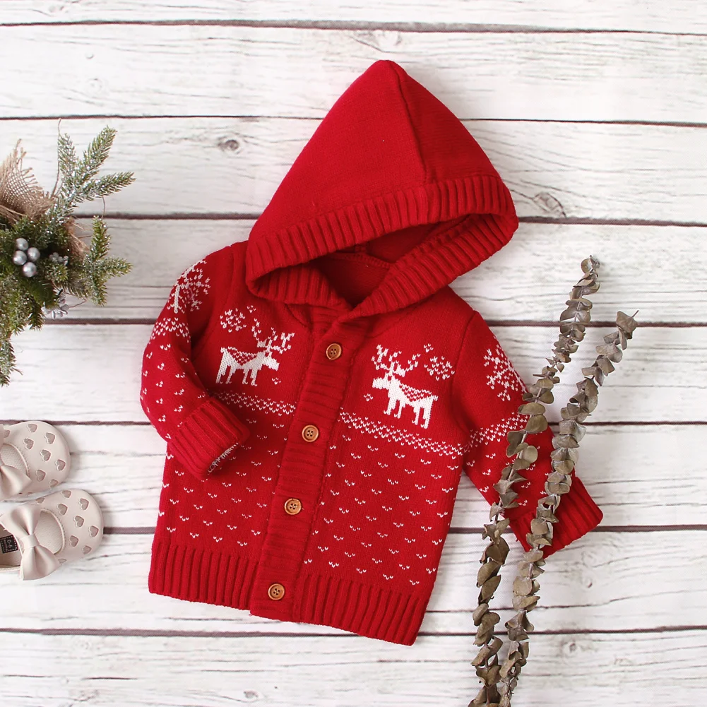 Детские свитера My 1st рождественские Одежда для маленьких мальчиков и девочек с рисунком оленя вязаное, тёплое, зимнее пальто, верхняя одежда