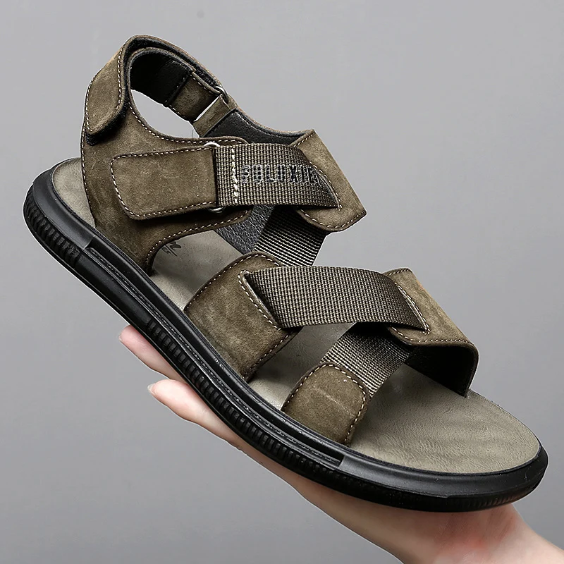 

2021 Summer New Men's Sandal Soft Soles Non-slip Buckle Men's Beach Shoes Open-toed Outdoor Fashion Casual Breathable Flat Shoes