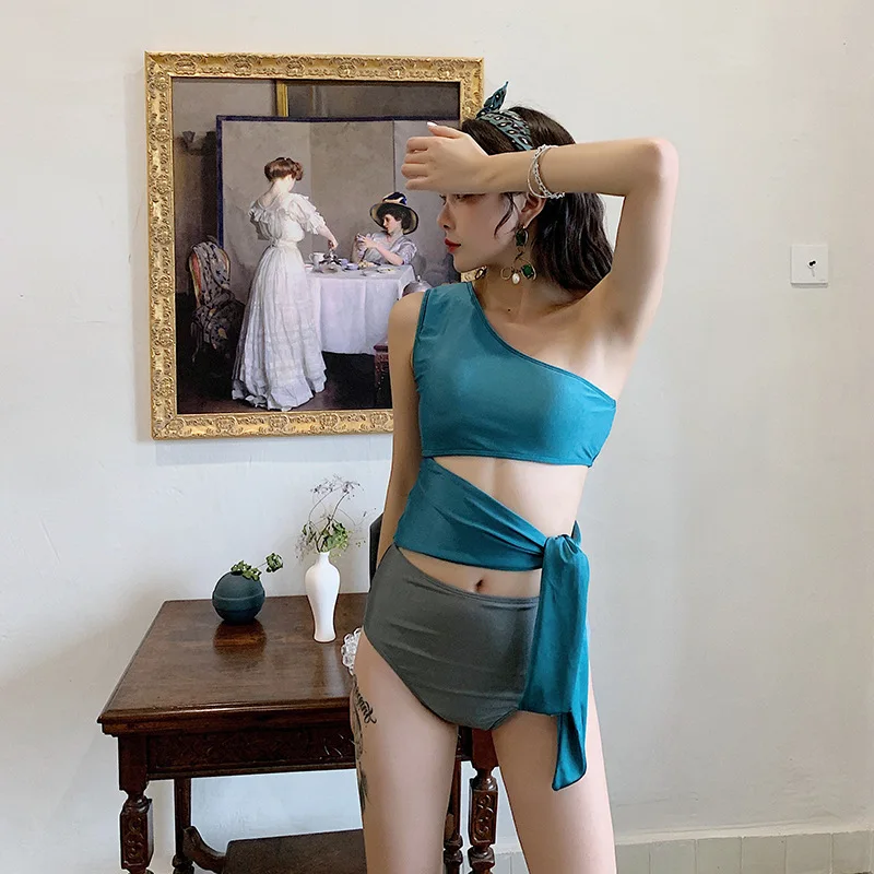 

Women's One-Piece Swimsuit Swimwear Push Up Retro Ladies One Piece Closed Swimsuits Woman 2019 Summer Ins Sexy Contracted Bikini