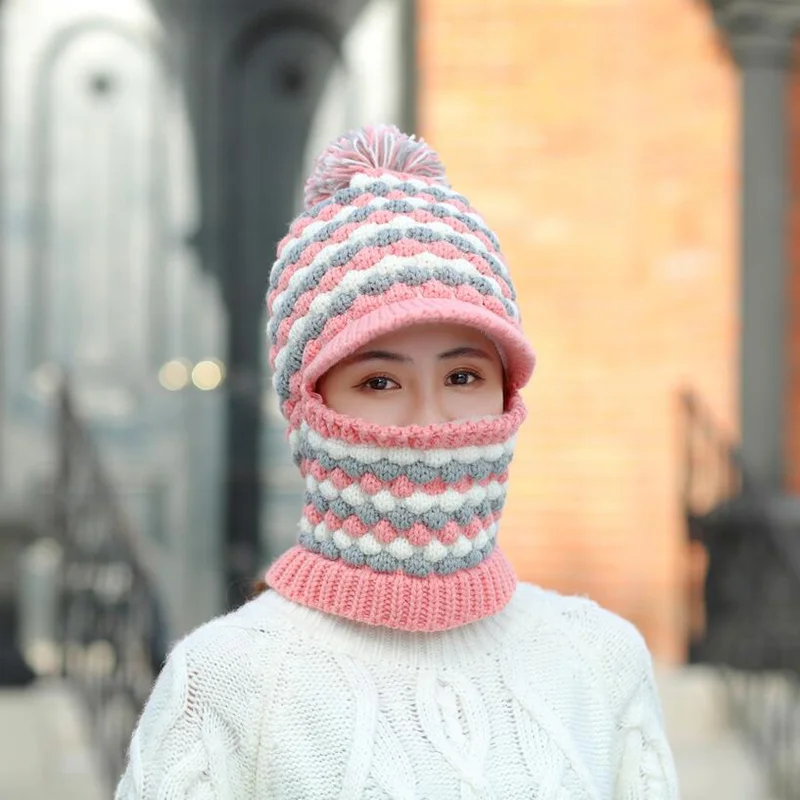 Зимняя женская вязаная шапка женский зимний шарф шапка модная зимняя женская шапка Балаклава шляпа