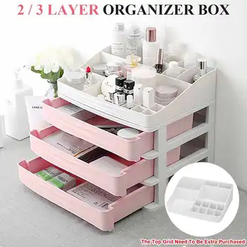

Plastic Cosmetic Drawer Makeup Organizer Jewelry Container Storage Box DIY Multi-layer Nail Casket Holder Bathroom Desktop Case