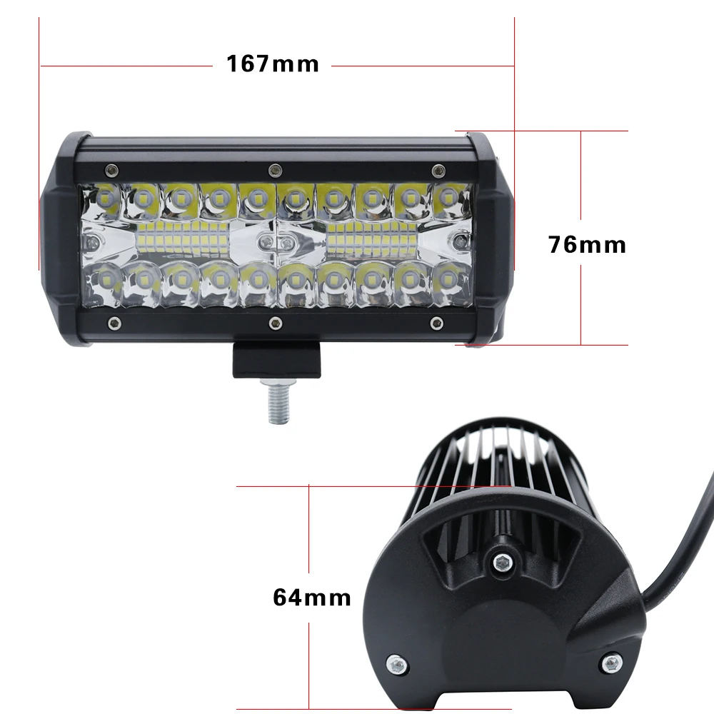 Willpower Barra Led 4x4 55cm 120W Barra Luces de Trabajo Led Curvas IP67  Impermeable Faro Led Focos Led 12V 24V 6000K Barras de Luz Led para Coche  Tractor Camion SUV ATV UTV 