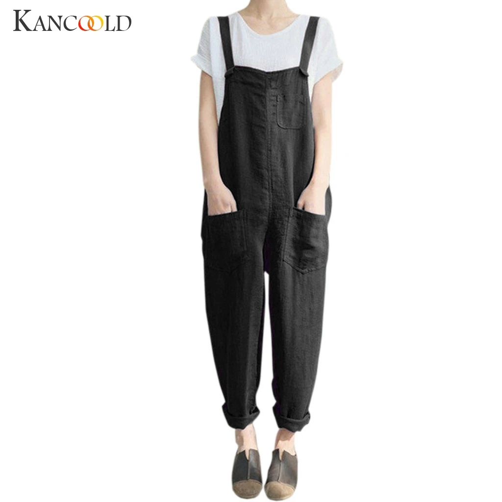 KANCOOLD,, Модный женский свободный однотонный комбинезон на лямках, штаны-шаровары, Дамский комбинезон, штаны, повседневные комбинезоны размера плюс S-3XL