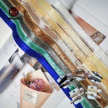 

New hot 2020 Polyester Sequined Lace Ribbon Shiny Trims Fabric Wedding Headdress DIY Accessories Sewing Garment Embellishment