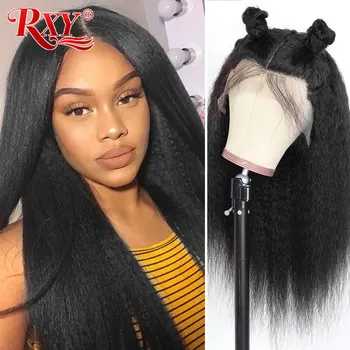 

13x4 Lace Frontal Wig Kinky Straight Human Hair Wigs For Black Women RXY Brazilian Remy Lace Front Wig Closure wig