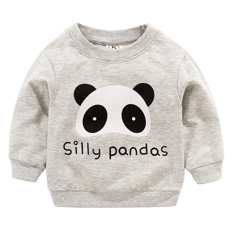 gray panda Новые свитшоты для маленьких мальчиков и девочек; сезон осень-весна; хлопковые толстовки с героями мультфильмов; топы для детей; Детские футболки с длинными рукавами; блузка; одежда - Цвет: gray panda