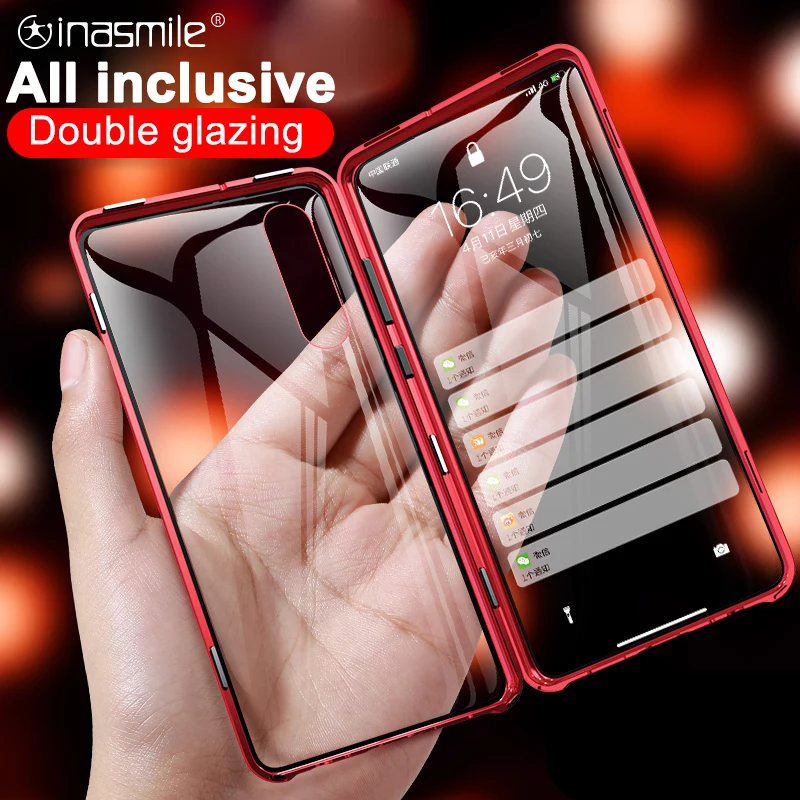 

Metal Magnetic Adsorption Case For Huawei P30 Pro lite P20 Mate 10 20 X Honor 20 20i 8X V10 Nova 3 3i 4E 5 5i Y9 Double Glass