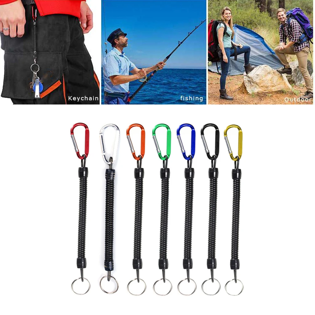 Fishing Lanyards Kayak Boating Heavy Duty Fishing Tool Safety Coil Lanyard Retractable 100-120cm/39-47inch