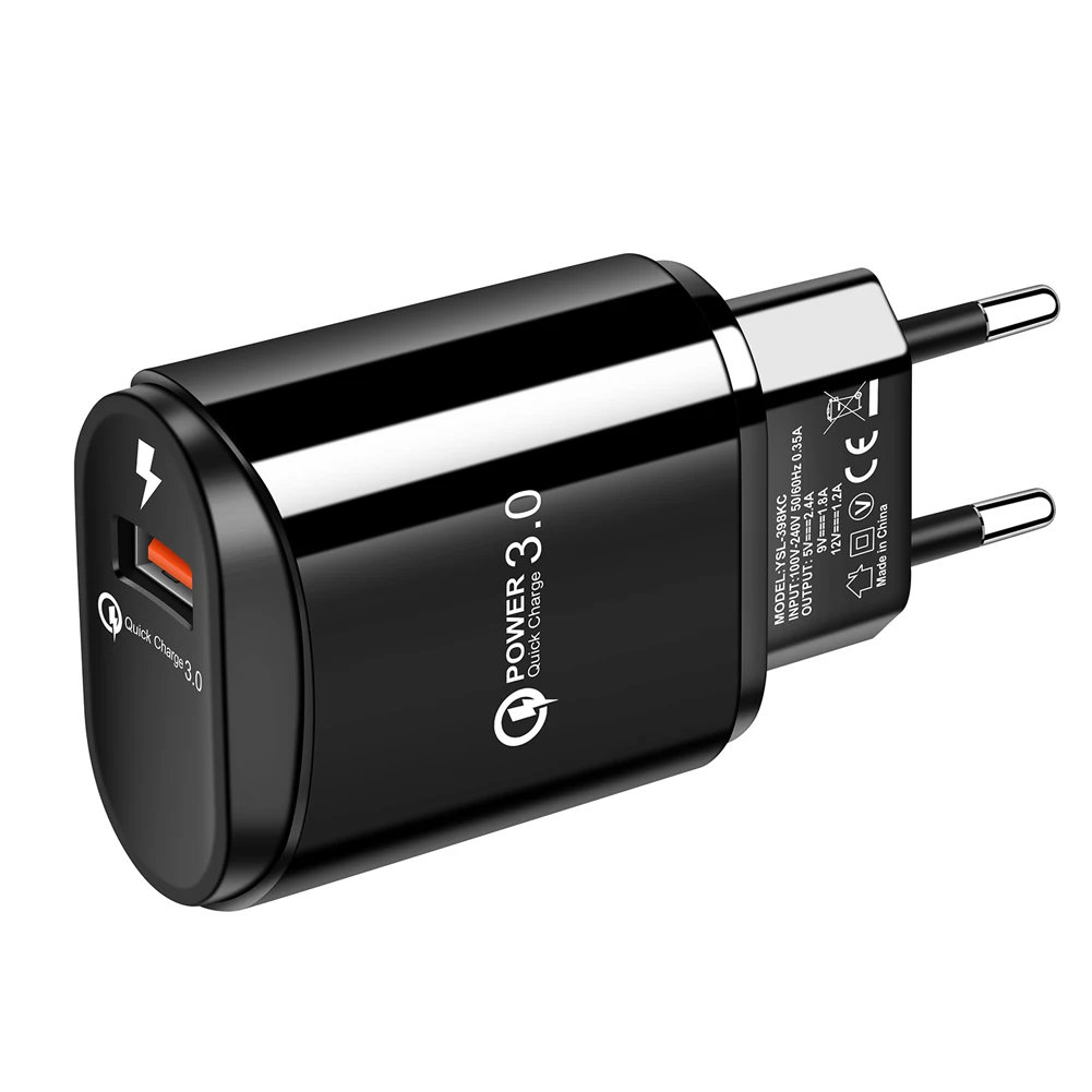 black EU Plug Быстрое зарядное устройство 3,0 для мобильного телефона адаптер для iPhone samsung huawei OUJ99 - Цвет: black EU Plug