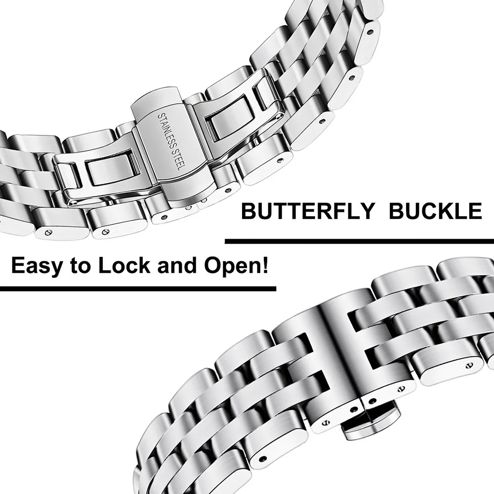 High-End Strap For Xiaomi Mi Watch Color Band 22mm Butterfly Buckle Watchbands Five Beads Stainless Steel Metal Bracelet