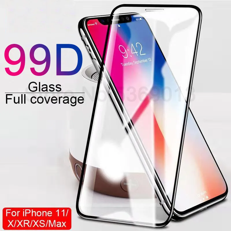 99D полное покрытие из закаленного стекла для iPhone X XR XS 11 Pro Max Защита экрана для iPhone 8 7 6 6s Plus защитная пленка