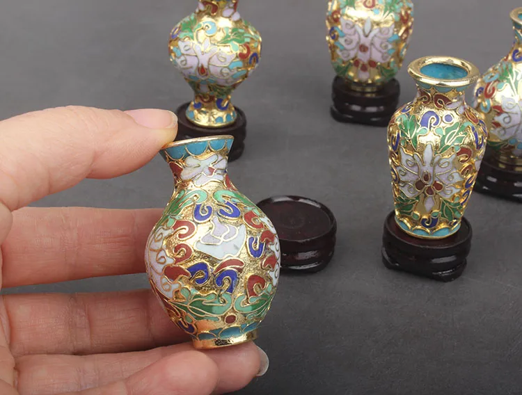 China Beijing featured crafts cloisonne vase 5 piece set classic bottle crafts pendulum 4"