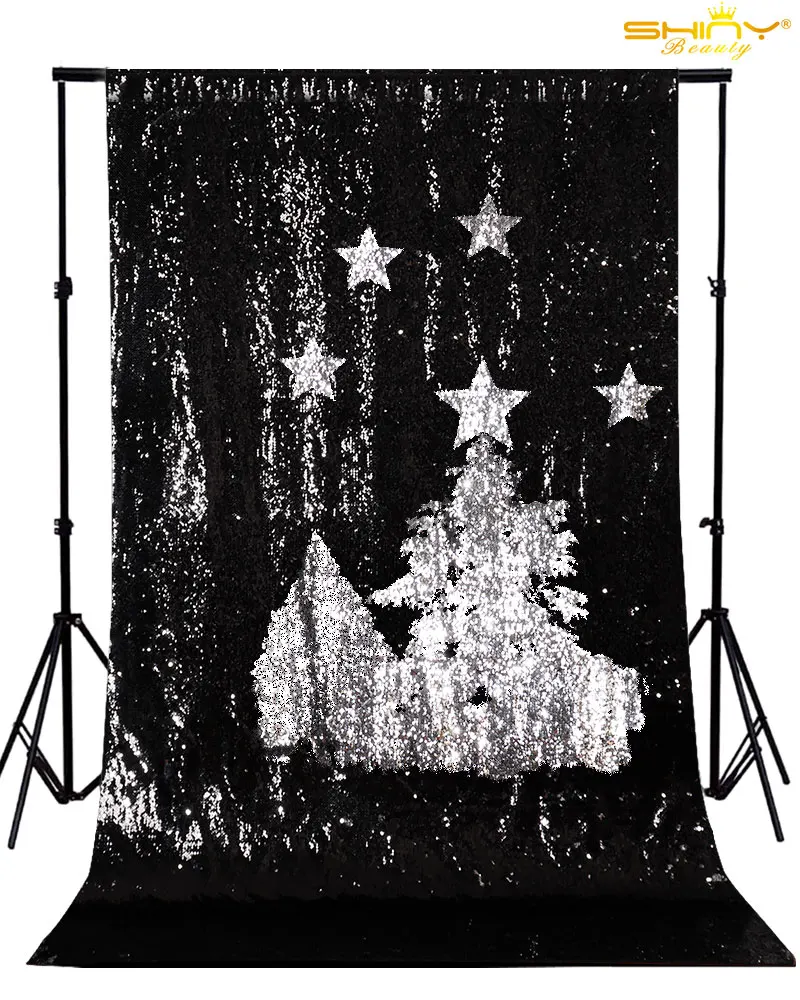 

Black to Silver Non-Transparent Mermaid Sequin Backdrop Curtain, Glittery, Thick, Shiny Party Backdrop Curtains-M0115