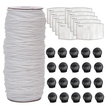 

Fashion Cotton Reusable Washable Elastic Rope 0.119in Elastic Band Craft Sew Valve Filter Set Diy 109yards For Outdoor