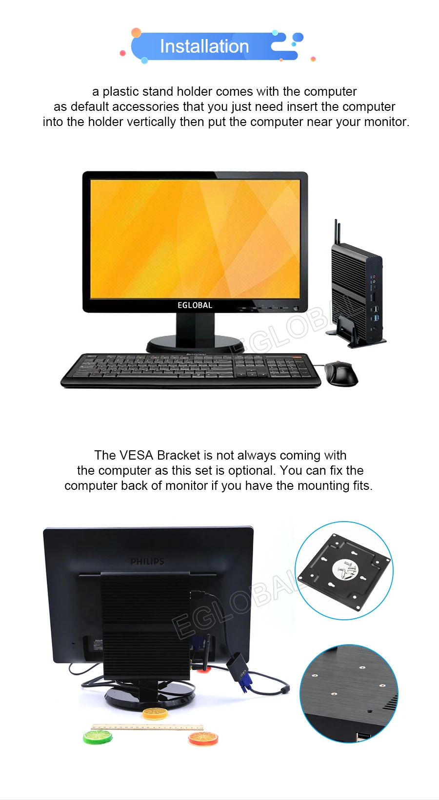 Процессор EGlobal fanless Мини компьютер intel core i7 7560U низкой мощности портативный HTPC VGA HDMI Dual Lan Поддержка 2* DDR4 платформа 4K HD плеер