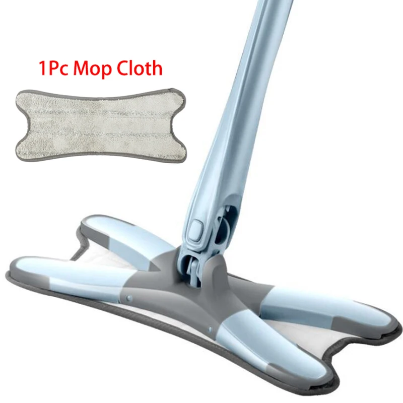 X Тип Швабра для пола с заменой микрофибры Швабра Ткань Автоматическая Экструзионная мойка бесплатно плоские швабры для уборки дома кухонные чистящие инструменты - Цвет: Blue