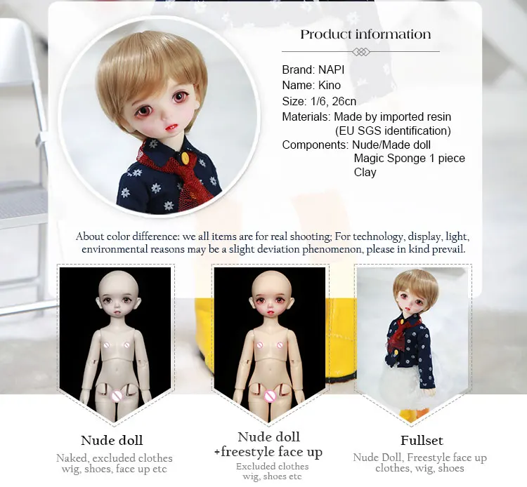 BJD SD кукла Napi Kino 1/6 YoSD модель тела для маленьких девочек и мальчиков полимерная игрушка Высокое качество Модный магазин Luodoll фиксированные зубы