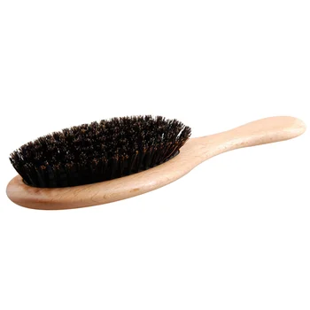 

Wooden Handle Hairdressing Comb Anti-static Bristle Comb Massage Comb Durable Hair Care Accessory for Daily Use (Light Brown)