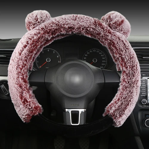  Fuzzy Steering Wheel Cover, Bear Cute Ears Fluffy