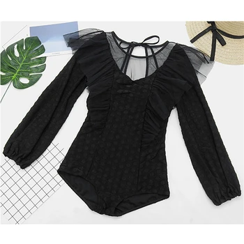 

Small fly home new swimsuit fashion sexy cultivate morality show thin conjoined boxer long-sleeved swimsuit. 0218