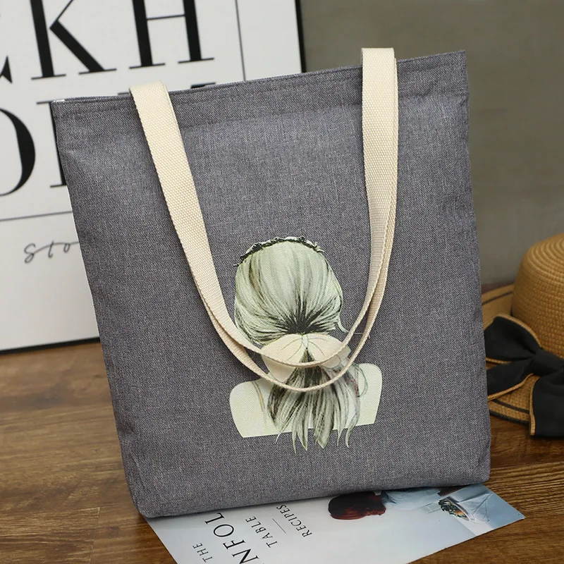 

Spring 2018 New Literary Canvas Large Bag, Single Shoulder Hemp Rope Handbag, Korean Version Cloth Bag, Female Student Bag