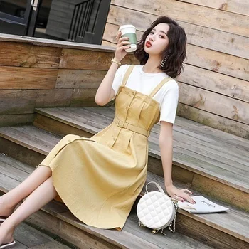 

Beach Style Women Dress 2 Pieces Summer Vestido Ladies Vintage Mid-Calf Dresses Gypsy Female 2020 Spring New Fashion